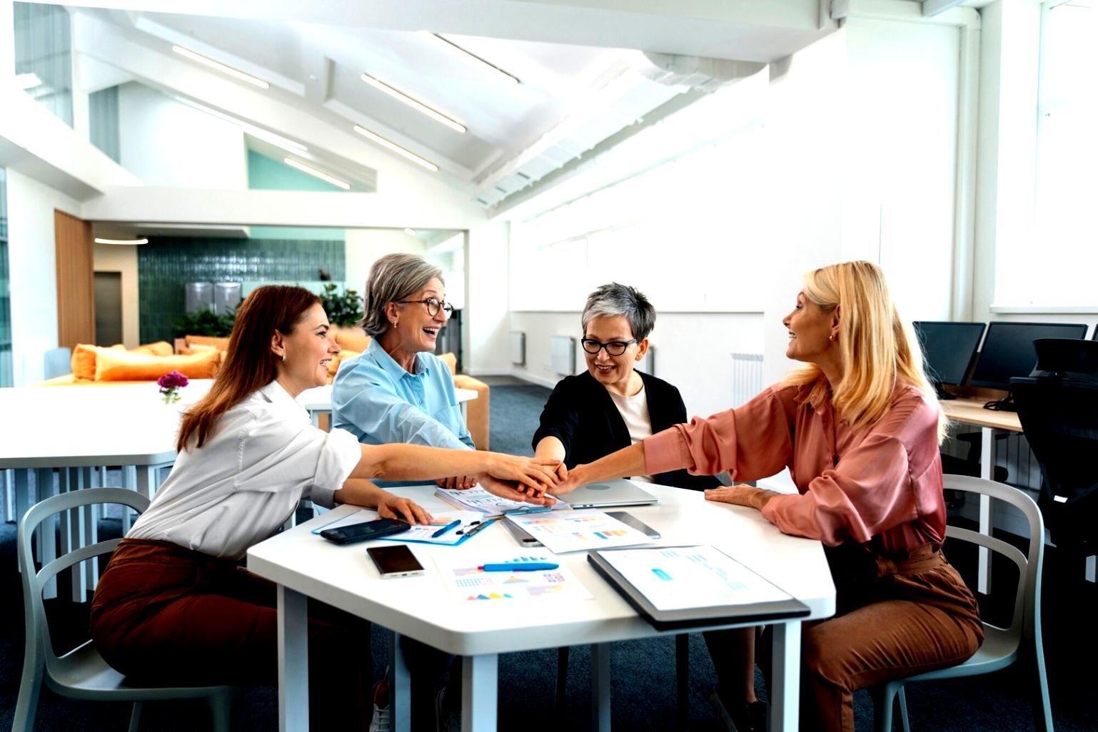 Business professionals analyzing budget reports and financial data